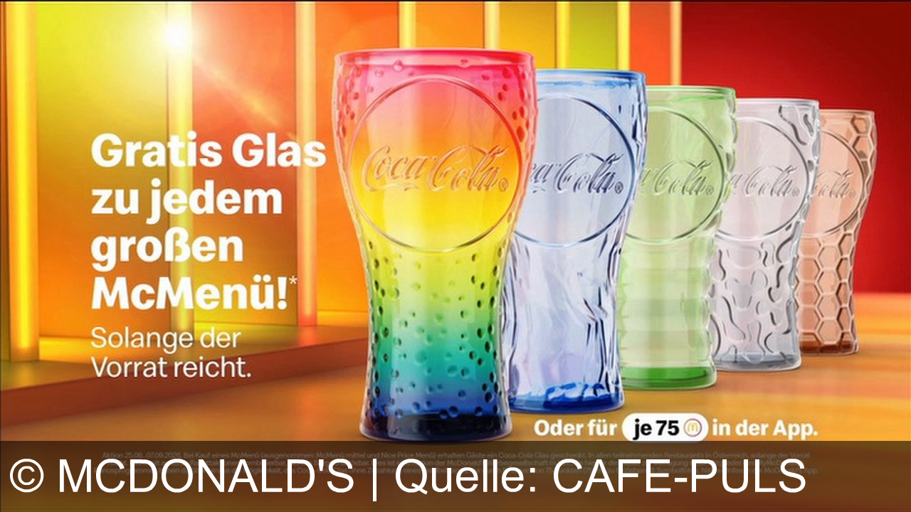 TV Werbung mcdonald's - Hol dir die neue Coke Collection bei McDonald’s! Zu jedem großen McMenü gibt es jetzt ein trendiges Coca-Cola Glas gratis dazu.