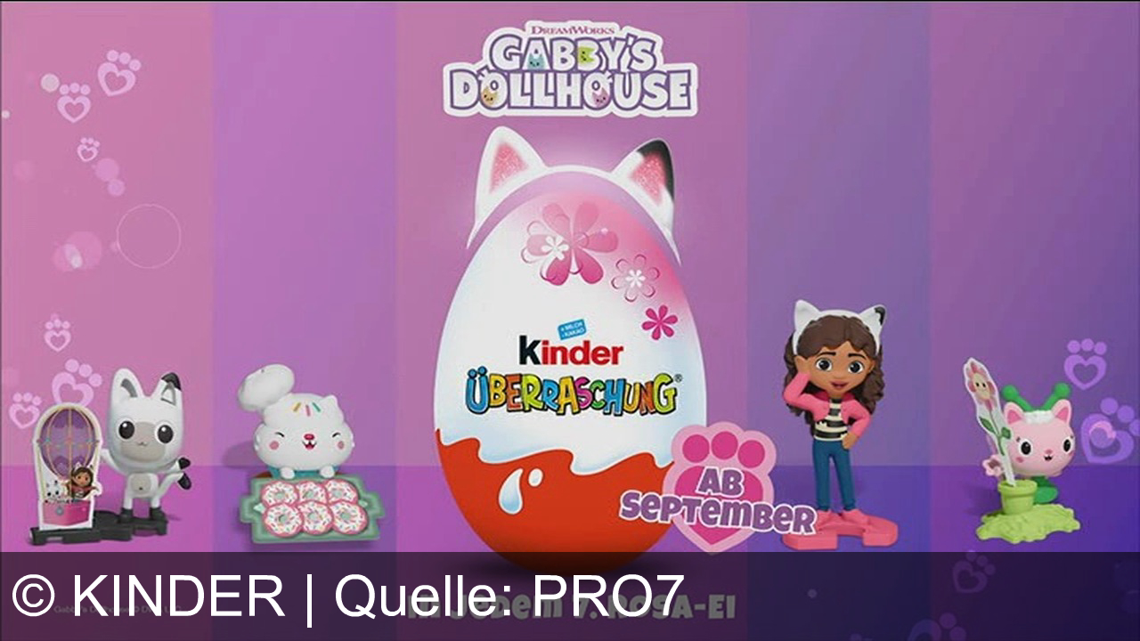 TV Werbung kinder - Katztastischer Spaß mit Kinder Überraschung und Gabby's Dollhouse: Sammle ab September die neuen Figuren im rosa Ei und tauche ein in eine bezaubernde Spielwelt von DreamWorks!