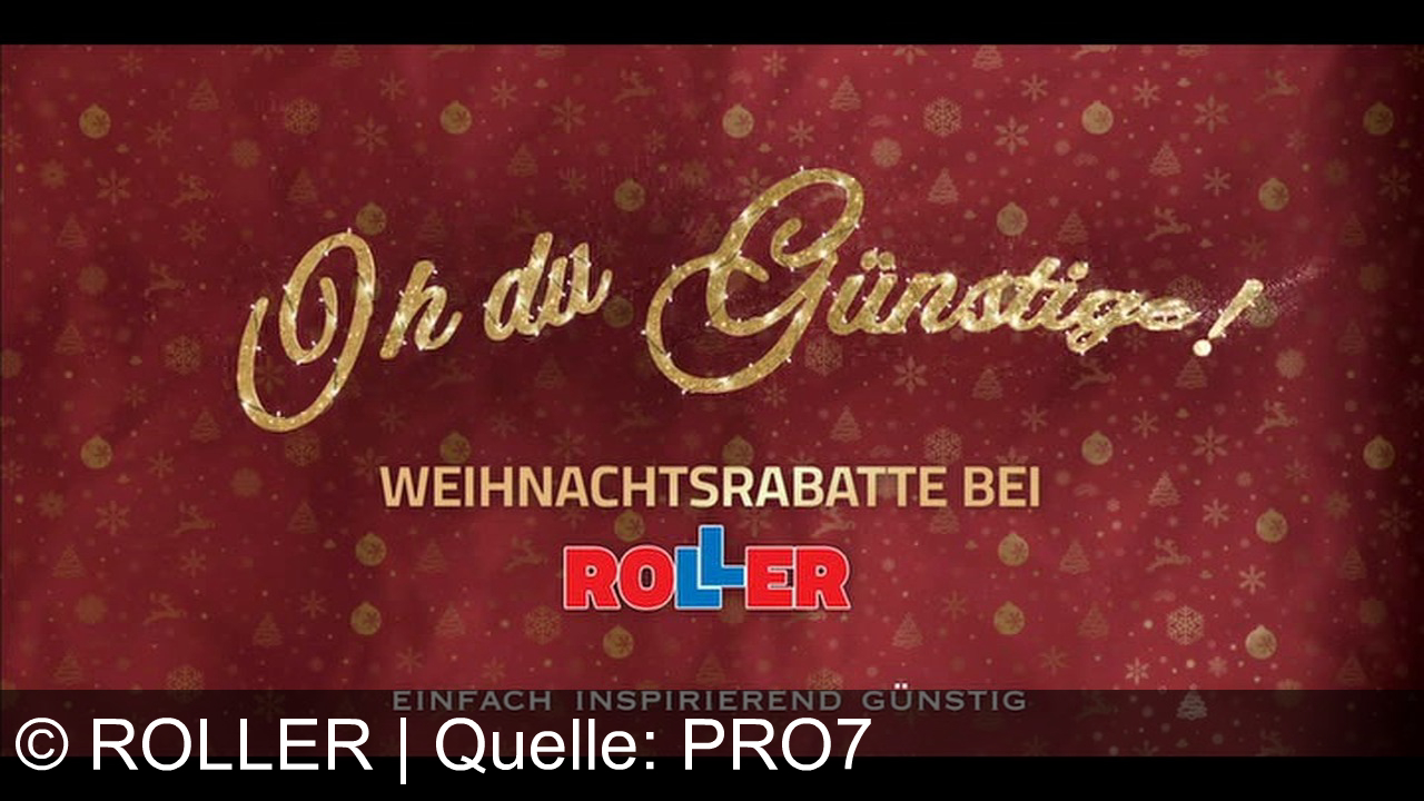 TV Werbung roller - Genieße festliche Stimmung mit 30% Rabatt auf künstliche Weihnachtsbäume & Kugeln, Tafelservice für 29,99 € – nur bei Möbel Roller: Oh du günstige Weihnachtsrabatte!