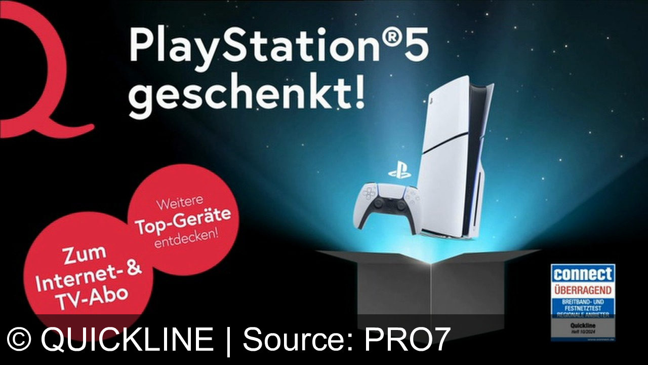 TV Werbung quickline - Quickline ist auch bei Ihnen in der Schweiz zu Hause. Mit superschnellem Internet, grenzenloser TV-Unterhaltung und Mobile-Abos für alle. Jetzt zum Internet- und TV-Abo eine PlayStation 5 geschenkt oder weitere Topgeräte entdecken.