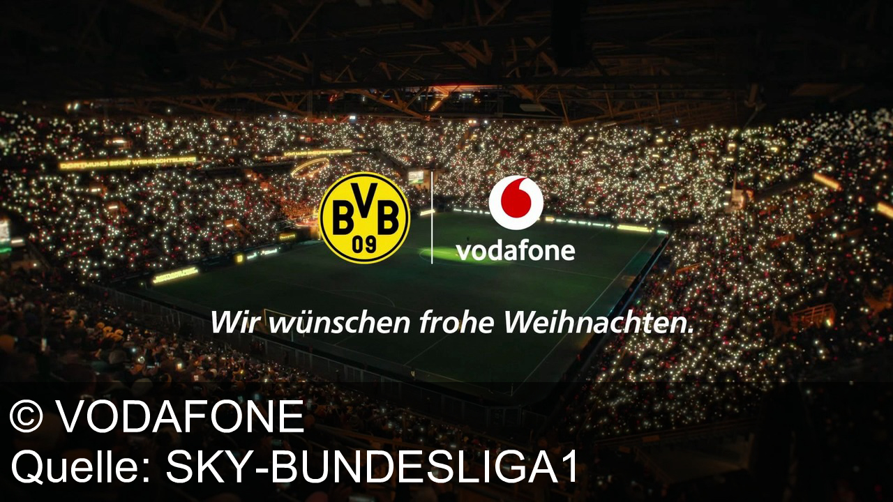 TV Werbung vodafone - Erlebe festliche Momente mit Vodafone und deinem BVB, teile sie mit Freunden und feiere ein gutes neues Jahr – gemeinsam verbunden, immer am Ball!