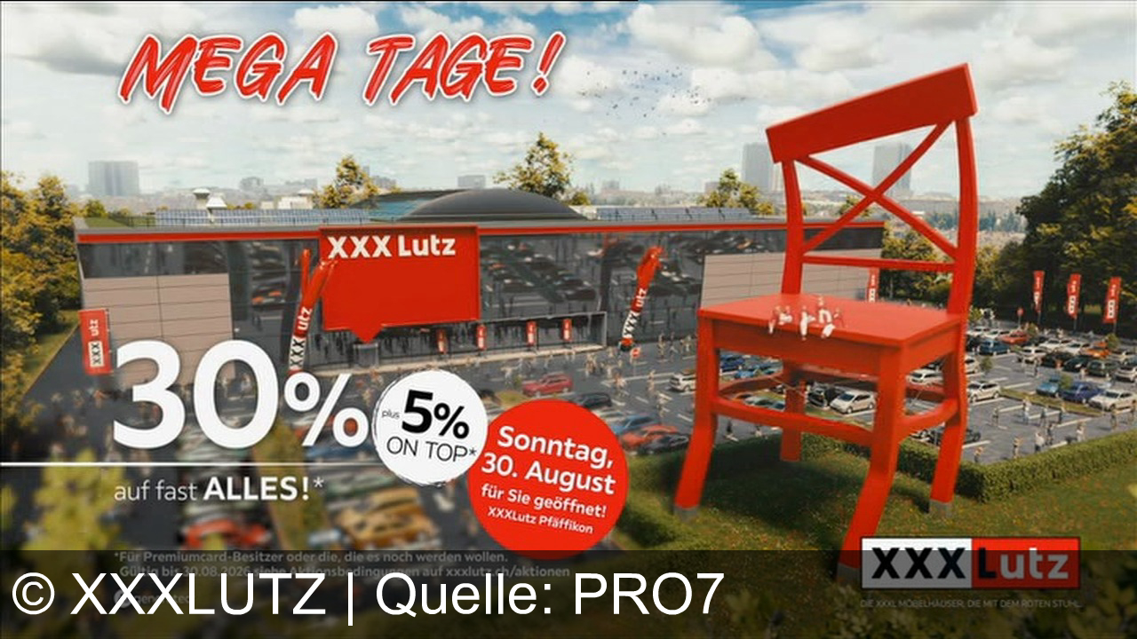 TV Werbung xxxlutz - Megatage bei XXXLutz: Sichern Sie sich 30% auf fast alles plus 5% extra im Möbelhaus mit dem roten Stuhl!