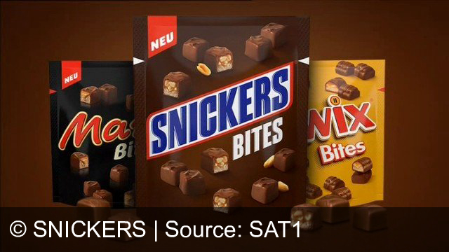 TV Werbung snickers - die neuen snickers bytes. gibt's auch als mars und twix.