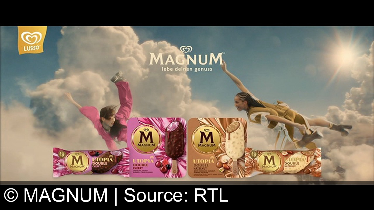 TV Werbung magnum - Erlebe grenzenlosen Genuss mit Magnum Utopia Double Hazelnut und Double Cherry. Magnum - Lebe deinen Genuss!