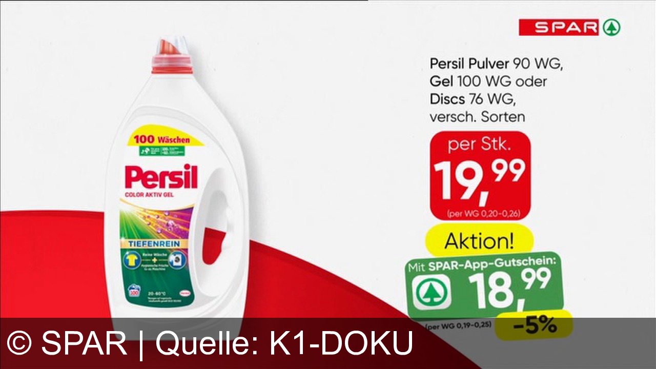 TV Werbung spar - Mit der SPAR-App Persil Pulver, Gel oder Discs jetzt schon ab 18,99 € erleben! Bequem einkaufen, clever sparen – nur bei SPAR!