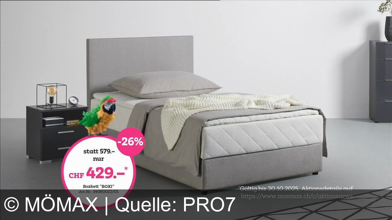TV Werbung mömax - Mömax-Schweiz: Coole Trends, große Rabatte! Hol dir das X-Sofa, die Deckellampe und das Boxbett bei Mömax – dem günstigen Trendüberhaus. Jetzt mit bis zu 53% sparen!