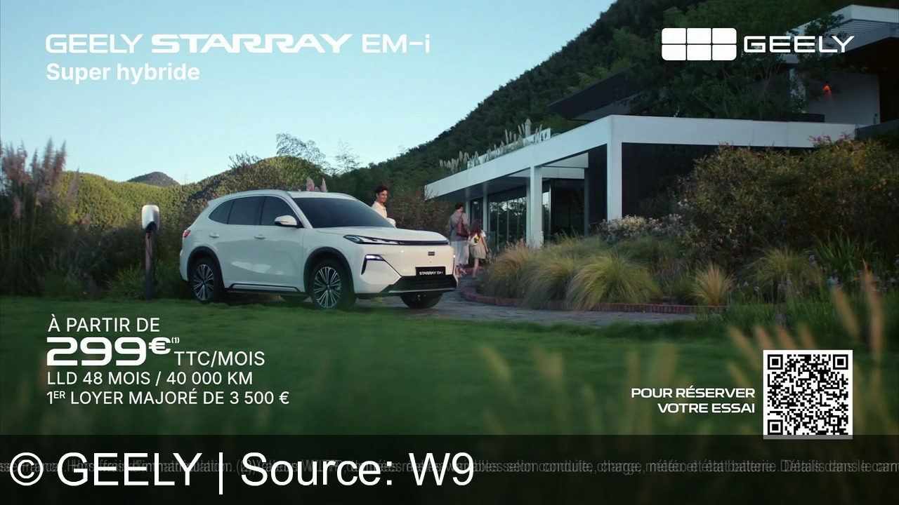 TV Werbung geely - Geely StarRay EM-i Super Hybrid : jusqu’à 1 055 km d’autonomie, le grand SUV premium dès 299 €/mois. Prenez la route l’esprit libre !