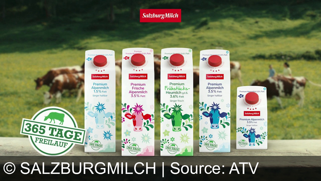 TV Werbung salzburgmilch - SalzburgMilch bietet Premium Alpenmilch mit 365 Tagen Freilauf für die Kühe. Erhältlich mit 1,5%, 3,5% und 3,6% Fett, garantiert länger haltbar und frisch. Qualität und Genuss aus Österreich. Die beiden gehen bei jedem Wetter zu Bella und den anderen Kühhen, um zu sehen ob es ihnen gut geht. SalzburgMilch - Die Premiummilchmacher mit 365 Tagen Freilauf im Jahr.