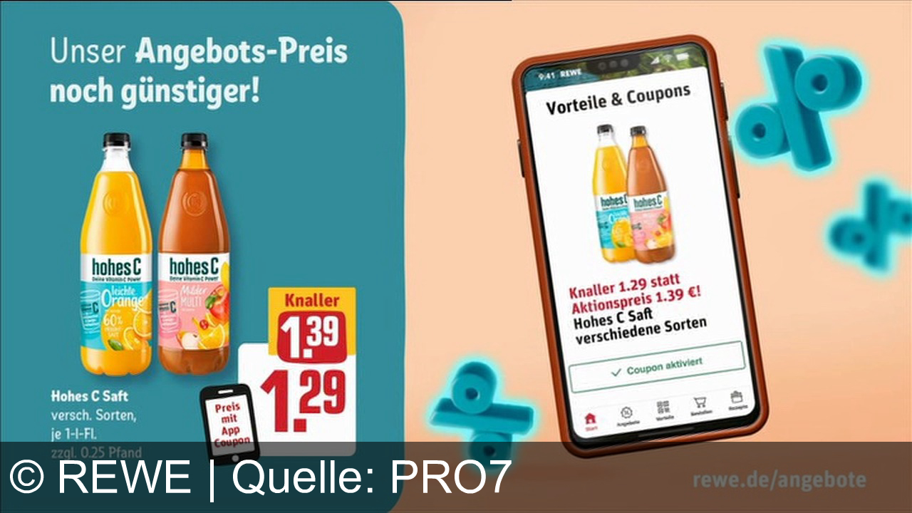 TV Werbung rewe - Die Rewe-Jubelwochen bieten Mega-Angebote: Lorenz Saltletts Sticks oder Erdnusslocken für 0,99 Euro. Mit der Rewe-App sparen, z.B. hohes C Saft für 1,29 Euro. Rewe. Dein Markt.