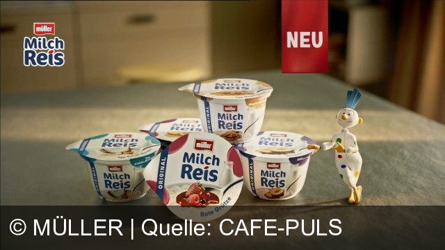 TV Werbung müller - Müller bewirbt seinen neuen Milchreis Maple Walnut für den kleinen Hunger. Der Spot betont die Vielfalt neuer Sorten und animiert zum Genießen: "Alles Müller? Oder was?