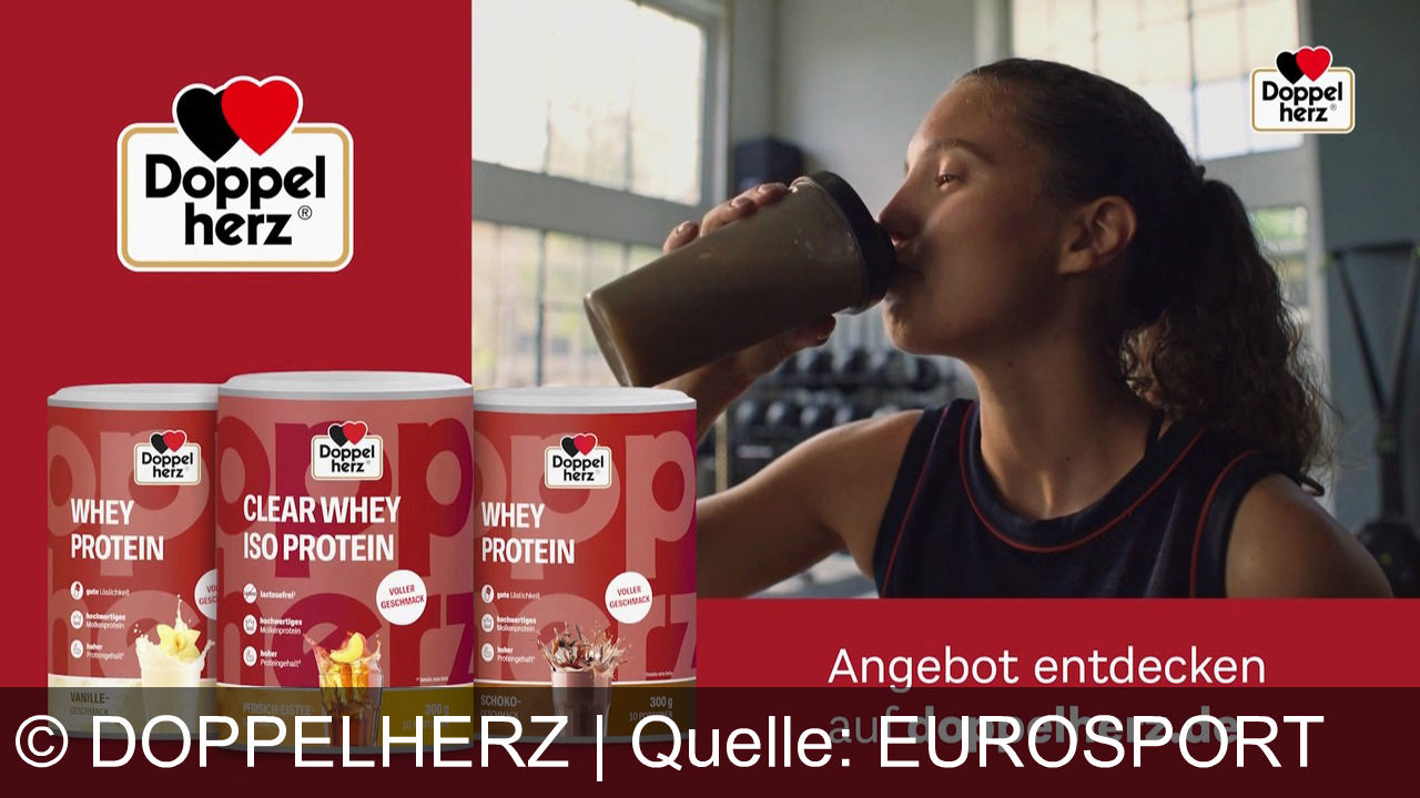 TV Werbung doppelherz - Dein Weg, dein Ziel: Mit Doppelherz Whey Protein – voller Geschmack in Vanille, Schoko & Pfirsich-Eistee. Stärke dein neues Ich!