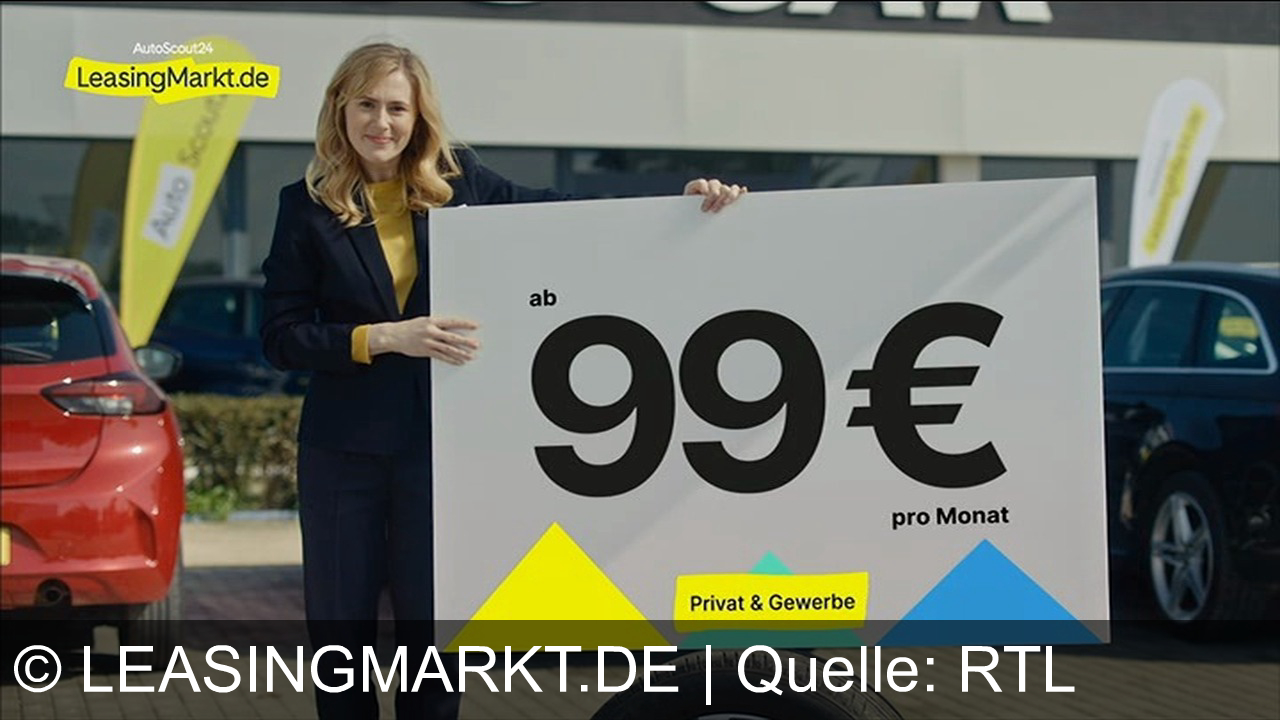 TV Werbung leasingmarkt.de - Finde dein perfektes Leasingangebot auf LeasingMarkt.de, der führenden Plattform für Autoleasing, mit über 30.000 Deals ab 99 Euro monatlich, ideal für Privat- und Gewerbekunden.