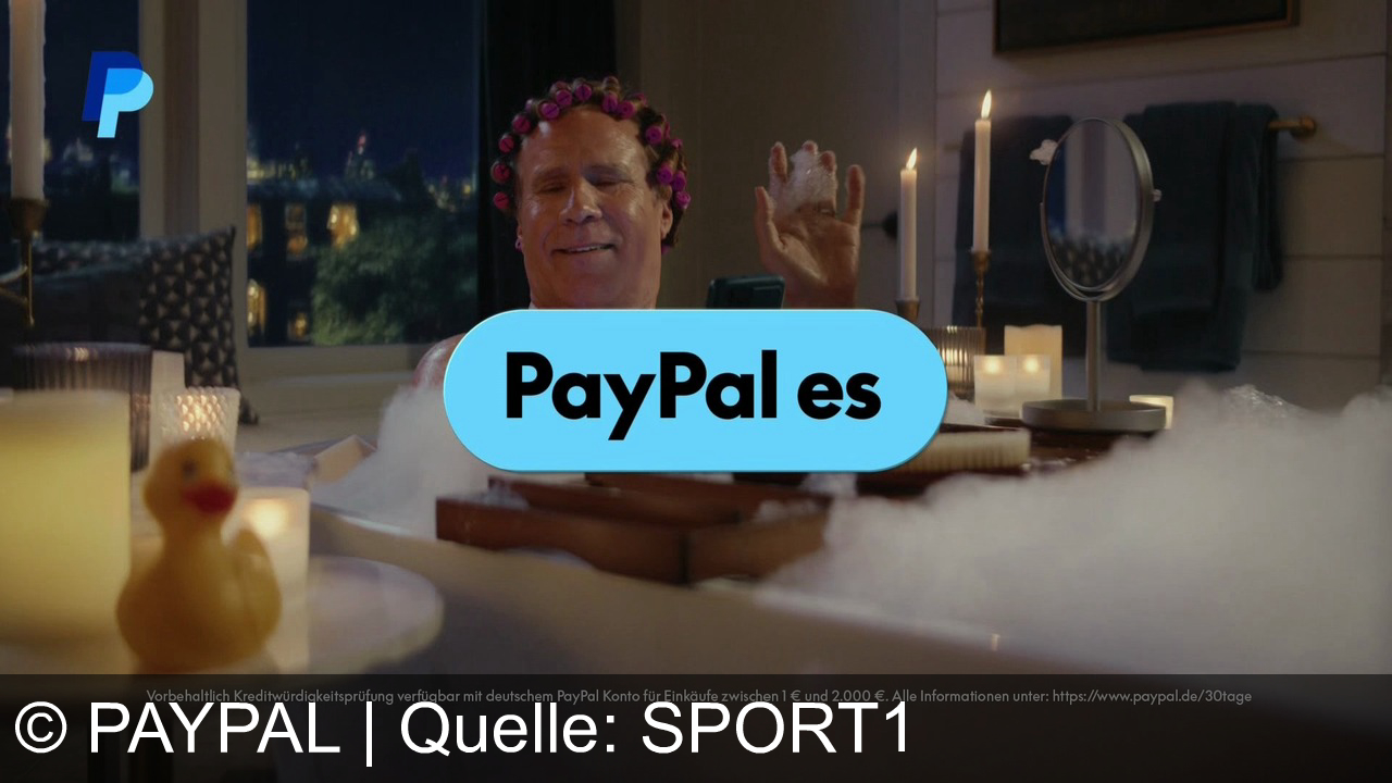 TV Werbung paypal - Der Schauspieler und PayPal-Testimonial Will Ferrell diesmal shoppend in der Badewanne:  Mit PayPal entspannt im Bad Geschenke shoppen, sicher kaufen und erst in 30 Tagen zahlen – Weihnachten kommt, PayPal es!