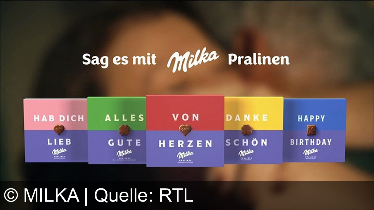 TV Werbung milka - Sag’s mit Milka Pralinen: Ob "HAB DICH LIEB", "VON HERZ" oder "ALLES GUTE" – schenke Liebe, Dank und Freude mit der zarten Schokolade von Milka.