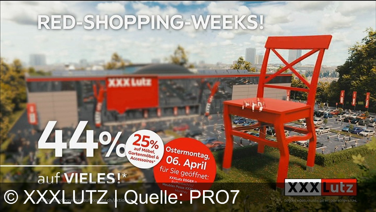 TV Werbung xxxlutz - XXXLutz Red Shopping Weeks: 44% Rabatt auf Möbel & mehr. Kräftigste Auswahl, kleinste Preise.
