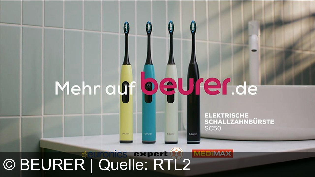 TV Werbung beurer - Ein Lächeln, das verbindet: Die Beurer SC50 Schallzahnbürste – kraftvolle 80.000 Schwingungen, 5 Programme, nachhaltig aus Recyclingmaterial. Jetzt bei euronics, expert und MEDIMAX!