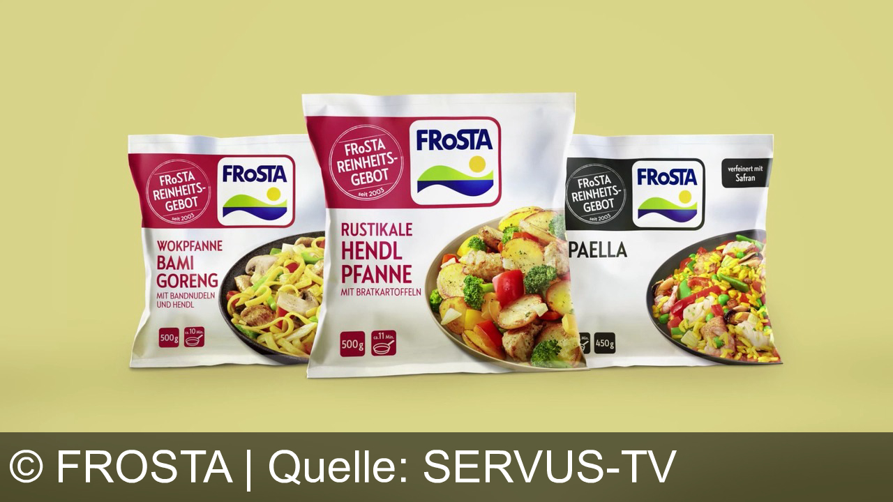 TV Werbung frosta - Frosta – traditionell gekocht mit natürlichen Zutaten nach dem Reinheitsgebot. Köstliche Gerichte wie Wokpfanne Bami Goreng, rustikale Hendlpfanne und Paella für die ganze Familie.