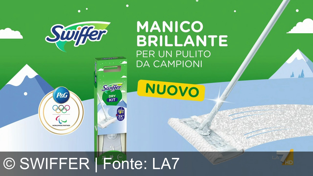 TV Werbung swiffer - Per un pulito da campioni, scegli Swiffer Dry con manico brillante: cattura polvere, peli e capelli, anche negli angoli più difficili. Swiffer® – il pulito di P&G, worldwide partner!