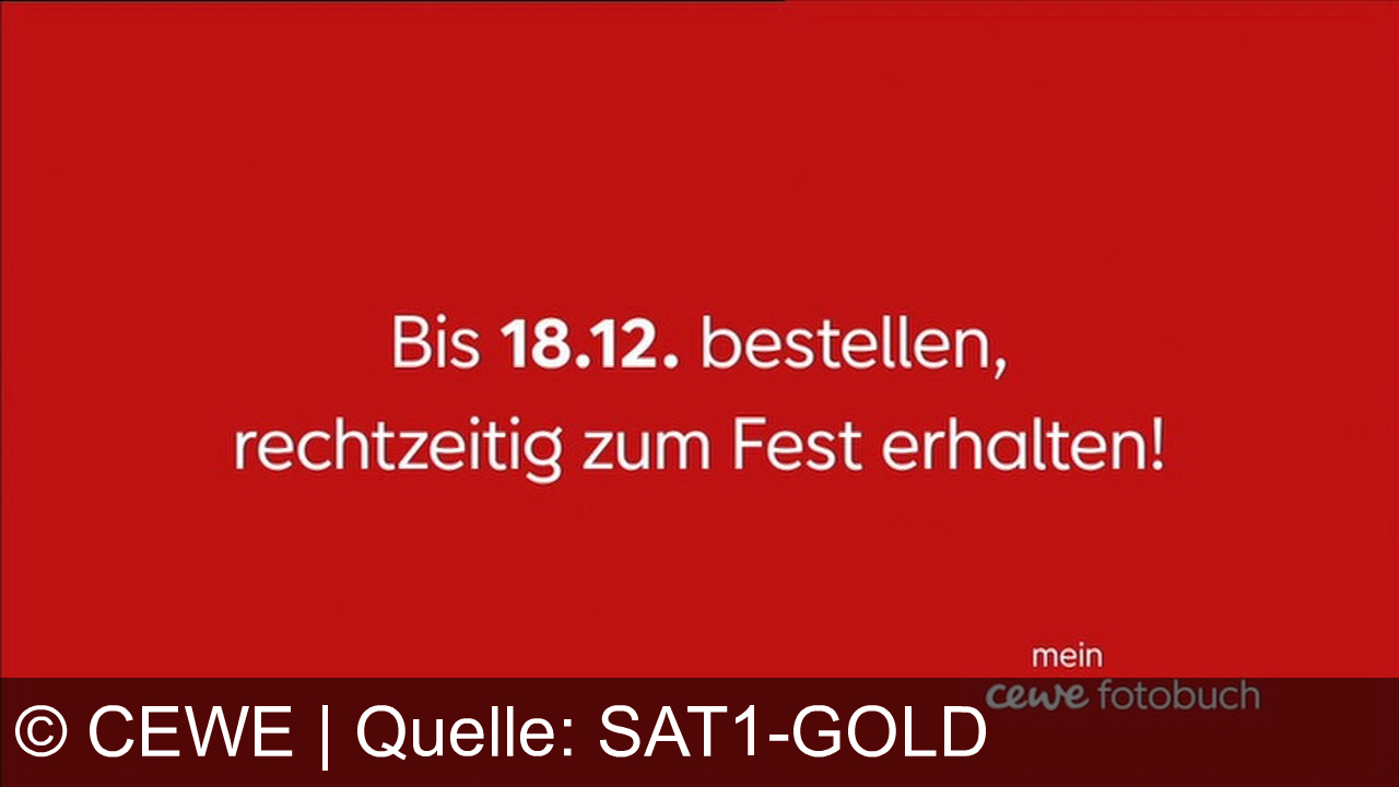 TV Werbung cewe - Erstelle ein persönliches Cewe Fotobuch voller Erinnerungen und erhalte es pünktlich zum Fest, wenn du bis zum 18.12. bestellst. Perfekt für besondere Momente! Mein Cewe Fotobuch.