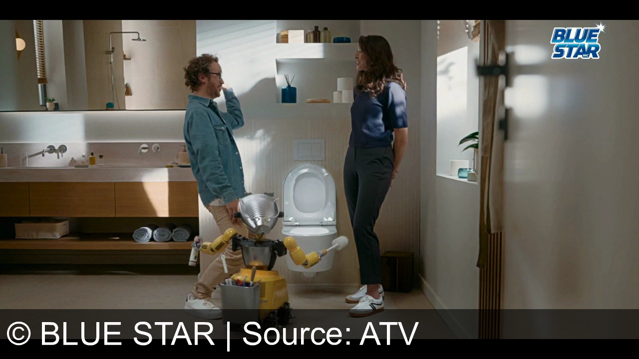 TV Werbung blue star - Mit Blue Star Kraftaktiv bleibt deine Toilette rund um die Uhr sauber und frisch – einfach mit jeder Spülung!
