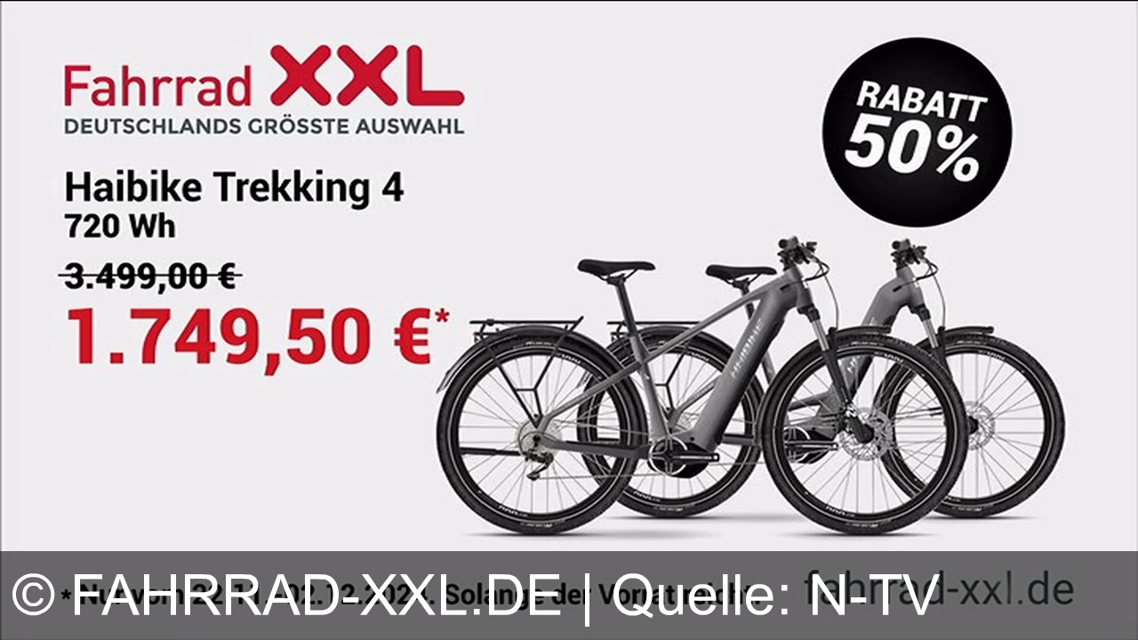 TV Werbung fahrrad-xxl.de - Entdecke bei Fahrrad XXL über 300 Marken und sichere dir bis zu 50% Rabatt auf E-Bikes wie das Haibike Trekking 4 während der Black Bike Days. Nutze Ratenzahlung oder Leasing. Nur bis 02.12.2024.