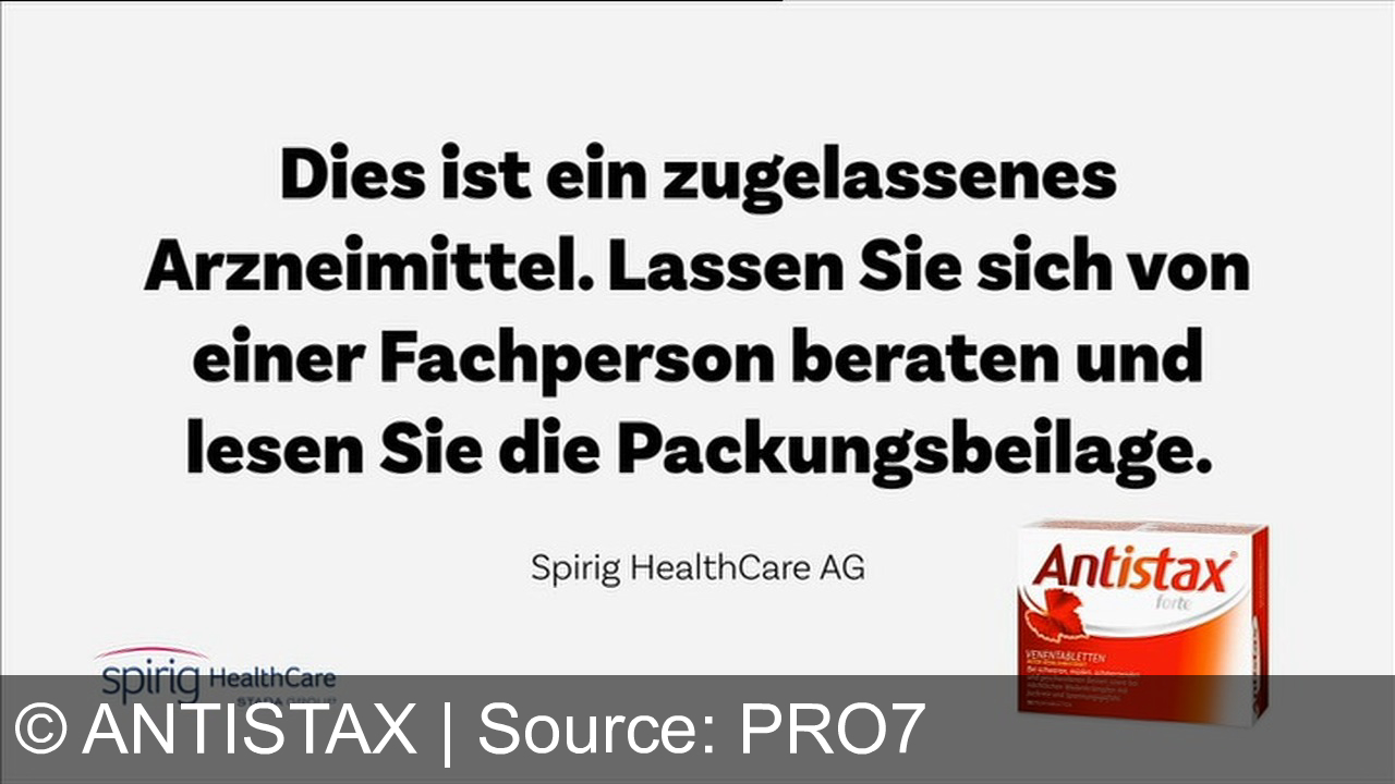 TV Werbung antistax - Schwere, müde und schmerzende Beine? Hier kann Antistax Forte Erleichterung bringen. Mit dem Extrakt aus rotem Weinlaub. Repariert, stärkt und schützt. Antistax Forte Mini-Venen. Für mehr unbeschwerte Momente. Antistax Forte. Meine Wahl bei schweren Beinen. Dies ist ein zugelassenes Arzneimittel. Lassen Sie sich von einer Fachperson beraten und lesen Sie die Packungsbeilage.