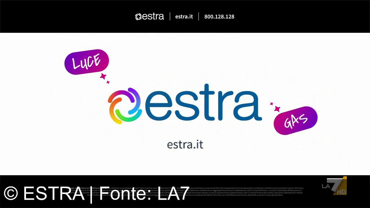 TV Werbung estra - Con Estra Unica Flex luce e gas risparmi fino al 50%! Attiva ora su estra.it o chiama 800 128 128. Estra, accendi il risparmio!