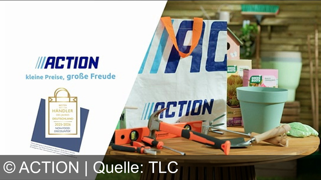 TV Werbung action - Bei Action: Kleine Preise, große Freude für deinen Garten! Qualitäts-Gartengeräte, Blumentöpfe aus recyceltem Kunststoff und pflanzlicher Dünger wie Green Boots.