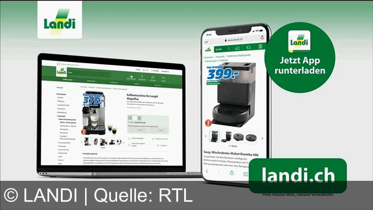 TV Werbung landi - Mit Landi entspannt in die Adventszeit: De’Longhi Kaffeemaschine & Roomba 406 zu Tiefpreisen. Top Qualität, immer günstig – jetzt auf landi.ch oder in der Landi App entdecken!