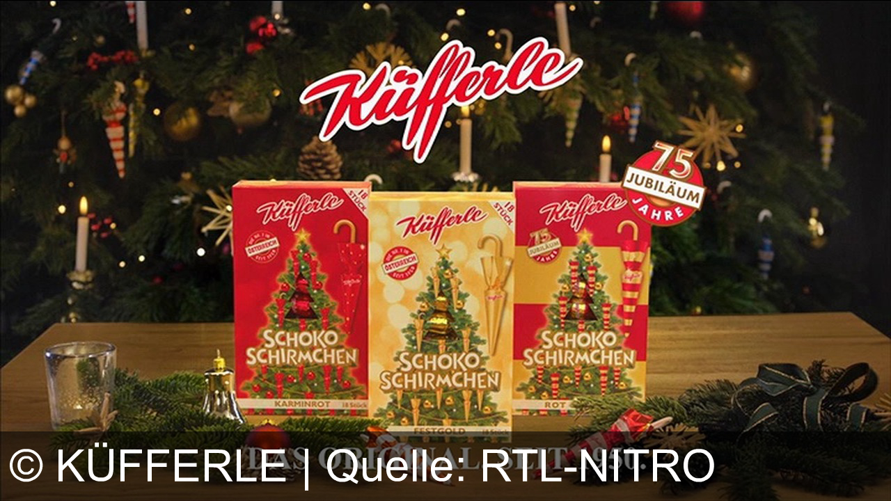 TV Werbung küfferle - Küfferle Schokoschirmchen – das Original seit 1950. 18 Stück Festgold in karminrot für leuchtende Kinderaugen – Weihnachten feiern mit Jubiläumsgeschmack!