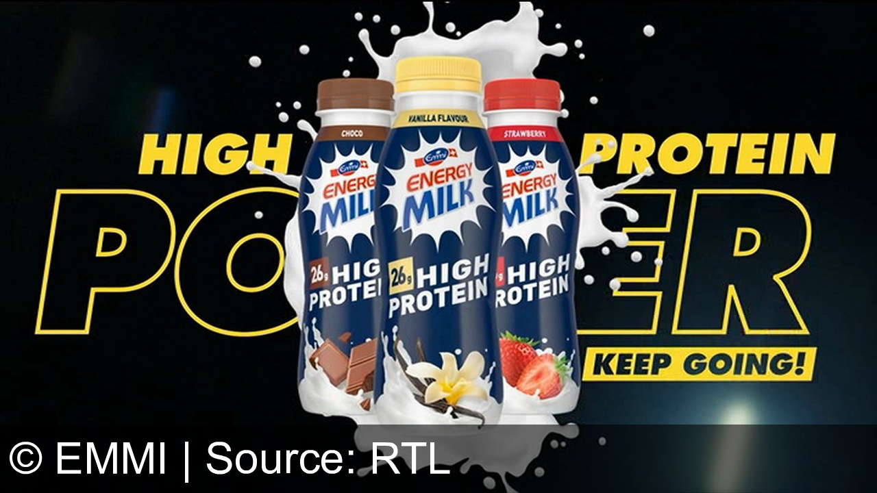 TV Werbung emmi - High-Protein-Power. Für die, die sich gerne auspowern, nie aufgeben und immer am Ball bleiben. Emmi Energy Milk High-Protein. High-Protein-Power. Keep going.
