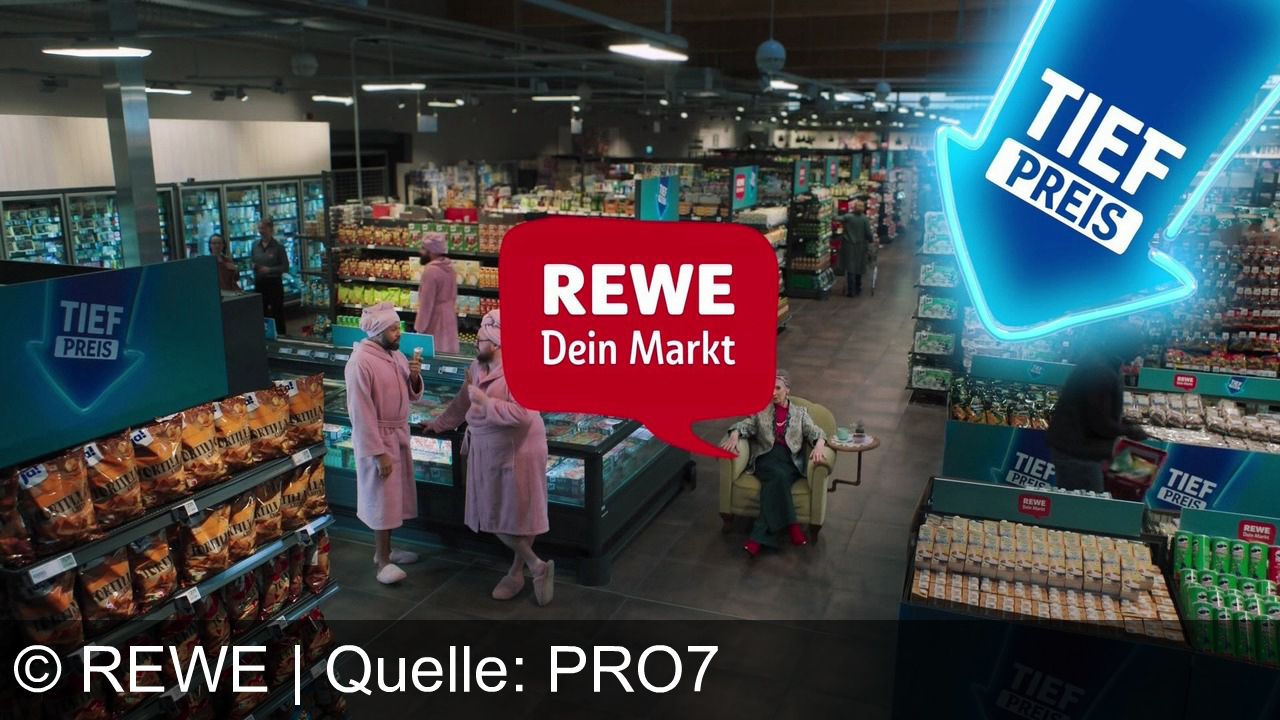 TV Werbung rewe - Discount zahlen, REWE bekommen: Entdecke mit dem REWE Tiefpreis deine Lieblingsmarken, REWE Bio, ja! und frisches Obst & Gemüse – entspannt günstig, immer in deinem REWE Markt!