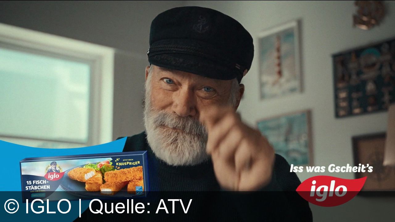 TV Werbung iglo - Jetzt noch knuspriger: Captain Iglos Original Fischstäbchen im Sandwich! Maximaler Crunch – Iss was Gscheit's mit Iglo.