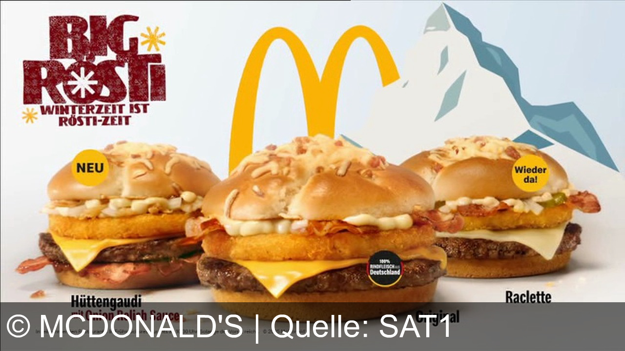 TV Werbung mcdonald's - Winterzeit ist Rösti-Zeit! Genieße den Big Rösti, Big Rösti Raclette und neu Big Rösti Hütten-Gaudi – nur für kurze Zeit bei McDonald's. Jetzt in teilnehmenden Restaurants!
