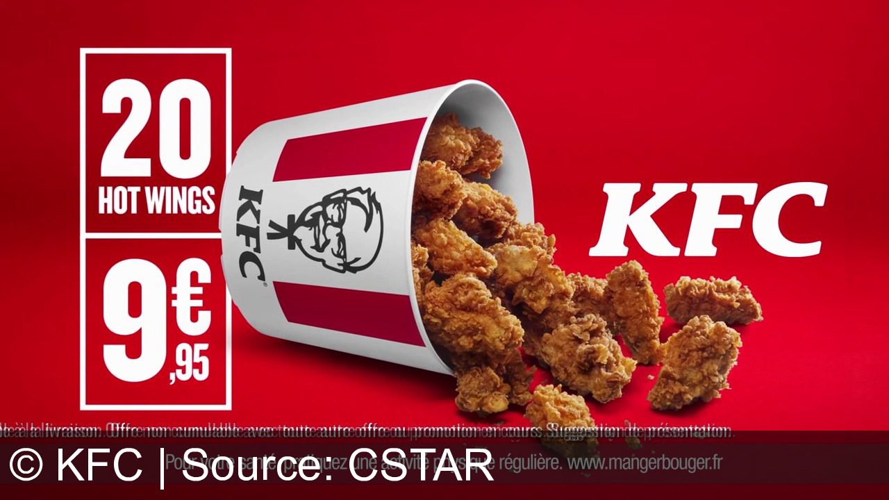 TV Werbung kfc - 20 Hot Wings à 9,95 € : le vrai plaisir, garanti sans IA. En ce moment chez KFC !