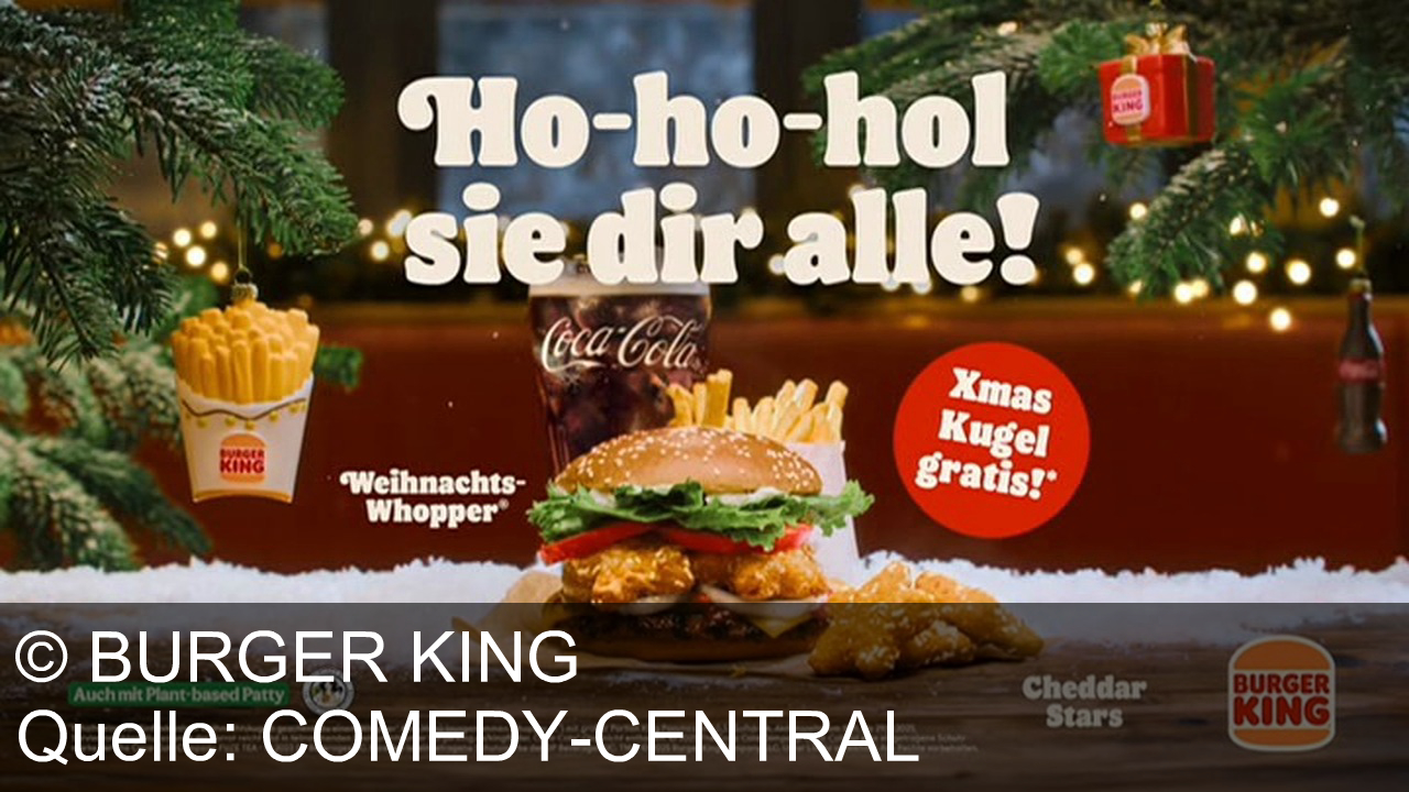 TV Werbung burger king - Feier Weihnachten mit Burger King, Whopper, Coca-Cola und limitierten Xmas-Kugeln – jetzt das Whopper King Menü sichern, auch plant-based! Ho-ho-hol sie dir alle, nur bei Burger King!