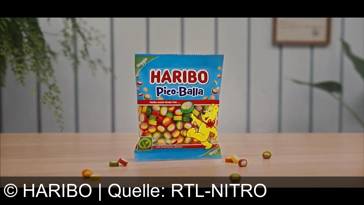 TV Werbung haribo - HARIBO Pico-Balla: Außen knautschig wie ein Kätzchen, innen schaumig mit Regenbogenfarben. Veggie, schwer zu beschreiben, leicht zu lieben.