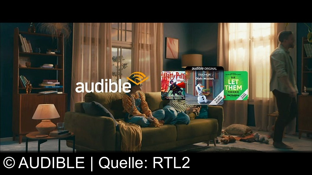 TV Werbung audible - Reise mit Audible, Harry Potter und Olofs Mission durch ferne Galaxien und fantastische Welten – spannende Hörbücher für die ganze Familie, ganz bequem auf dem Sofa erleben.