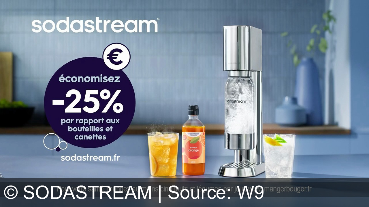 TV Werbung sodastream - SodaStream. Rafraîchissez-vous avec intensité : goût et bulles personnalisés, économisez 25% sur vos boissons préférées.