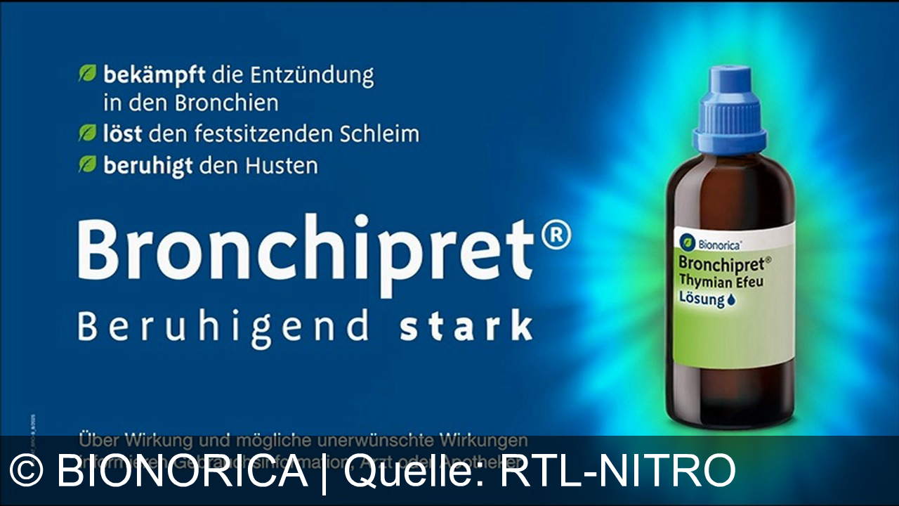 TV Werbung bionorica - Bronchipret® von Bionorica mit Thymian und Efeu – beruhigend stark gegen Husten, löst Schleim und lindert die Entzündung. Für ein freies Durchatmen und ein gutes Gefühl.