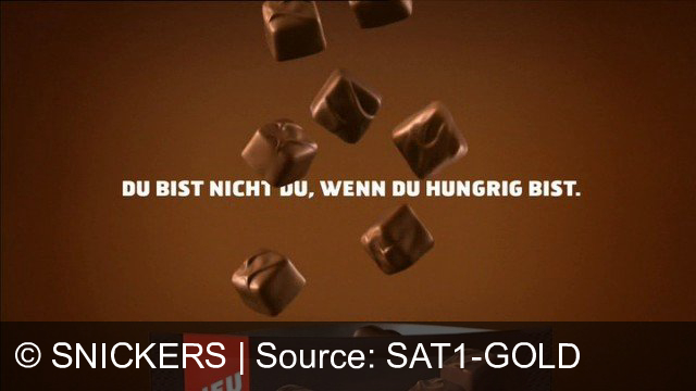 TV Werbung snickers - die neuen snickers bytes. gibt's auch als mars und twix.