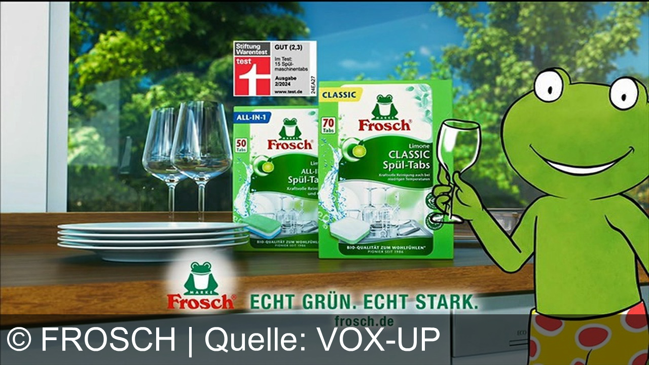 TV Werbung frosch - Frosch: Pflanzenbasierte Spülkraft, die Natur und Sauberkeit vereint. Echt grün. Echt stark. Besuchen Sie frosch.de für mehr.