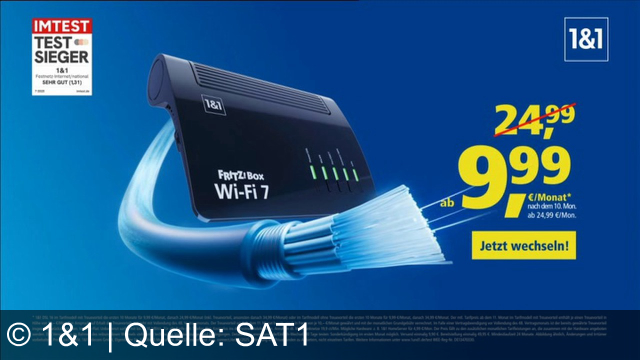 TV Werbung 1&1 - Familienfreundliches Internet von 1&1 mit FRITZ!Box: Einfacher Wechsel, keine Unterbrechung, Testsieger-Qualität – jetzt 10 Monate nur 9,99 €, danach ab 24,99 €!