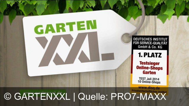 TV Werbung gartenxxl - Es kann so einfach sein. Alles für Garten und Balkon bequem online bestellen. GartenXXL.de Nur heute 10% Rabatt auf alles. Gartengeräte, Möbel, Gartenhäuser, Grills und vieles mehr. Sparen beim Testsieger. GartenXXL.de