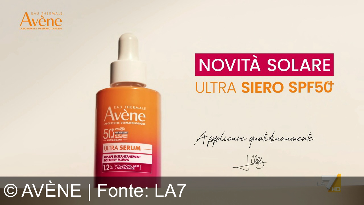 TV Werbung avène - Novità Solare Avène Ultra Siero SPF 50+: la texture ultra leggera con acido ialuronico e niacinamide per un effetto rimpolpante immediato. Efficace e impercettibile.