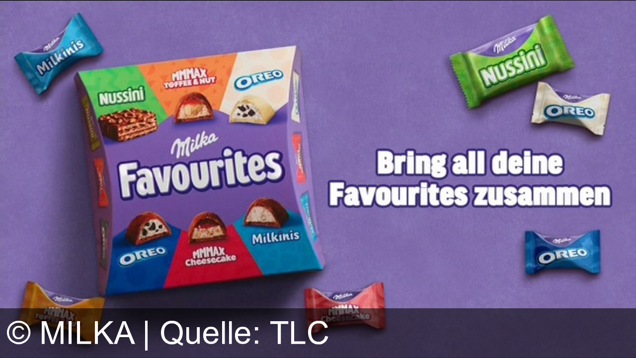 TV Werbung milka - Entdecke die verspielte Welt von Milka: Deine Lieblingsschokoladen wie Milkinis, Nussini und Oreo vereint in einer Box. Milka Favorites – bring all deine Favoriten zusammen!