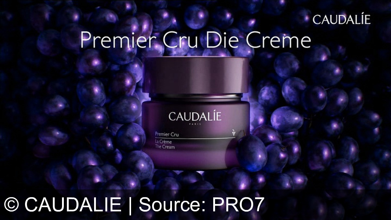 TV Werbung caudalie - Caudalie präsentiert die neue Premier-Cru-Creme. Korrigiert alle Zeichen der Hautalterung, Falten, Pigmentflecken, Volumen. Das Patent der Langlebigkeit und erneuer Aufpolstern der Wirkstoff erhöhen die Leistungsfähigkeit. Für zweimal dichtere Haut. Neu. Premier-Cru-Creme von Caudalie.