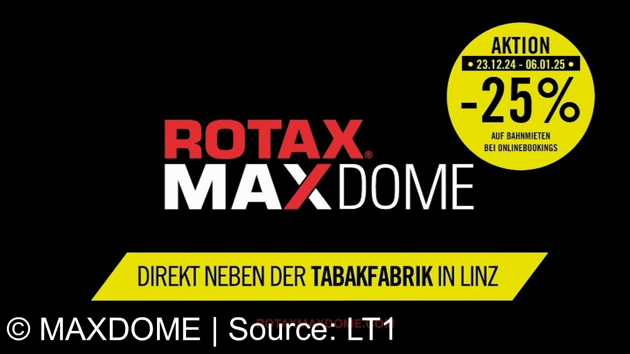 TV Werbung rotax max dome - Erlebe interaktiven Rennspaß mit Optimus Prime und den Autobots bei ROTAX MAXDOME in Linz. Vom 23.12.24 bis 06.01.25 gibt's 25% Rabatt auf Bahnmieten bei Onlinebuchungen. Gesprochen von der Stimme von Optimus Prime, die Action als ähnlich wie die bei seinen Autobots anpreisend.