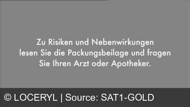 TV Werbung loceryl - Bekämpfen Sie Nagelpilz mit dem 3 in 1 Effekt von Loceryl. Wirkt tief, bekämpft alle Nagelpilzerreger mit Langzeiteffekt. Bekämpfen Sie Nagelpilz mit Loceryl. Ein Geschenk von Loceryl. Kosmetischer Nagellack gratis. In teilnehmenden Apotheken.