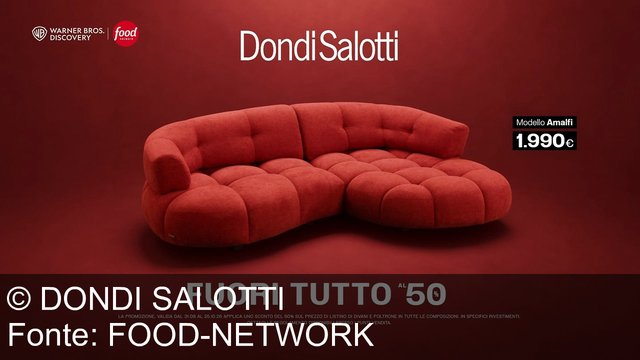 TV Werbung dondi salotti - DondiSalotti: lo stile dei tuoi desideri. Scopri il divano Modello Amalfi a 1.990€ con l'esclusiva promozione Fuori Tutto al 50%!